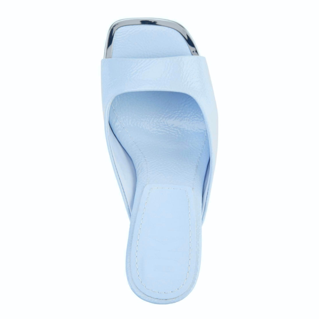 ANYA Blue Patent Square Toe Stiletto High Heels Slip On Women's Sandals