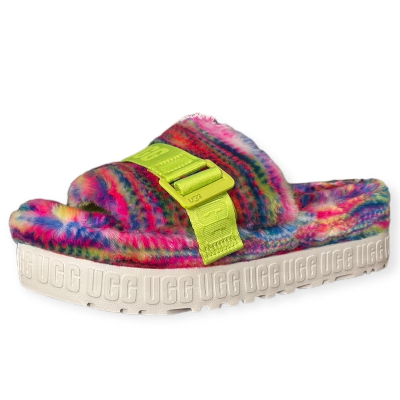 FLUFFITA Pixelate Multicolor Slip On Size 9 Women's Slide Platform Sandals