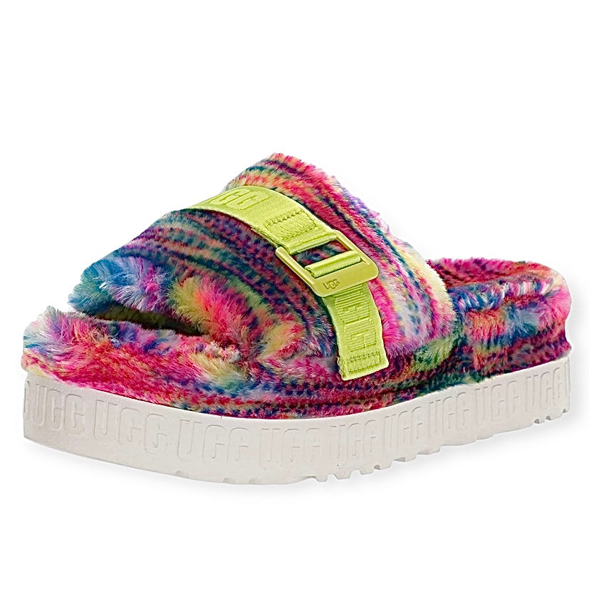 FLUFFITA Pixelate Multicolor Slip On Size 9 Women's Slide Platform Sandals