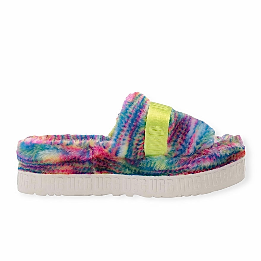 FLUFFITA Pixelate Multicolor Slip On Size 9 Women's Slide Platform Sandals