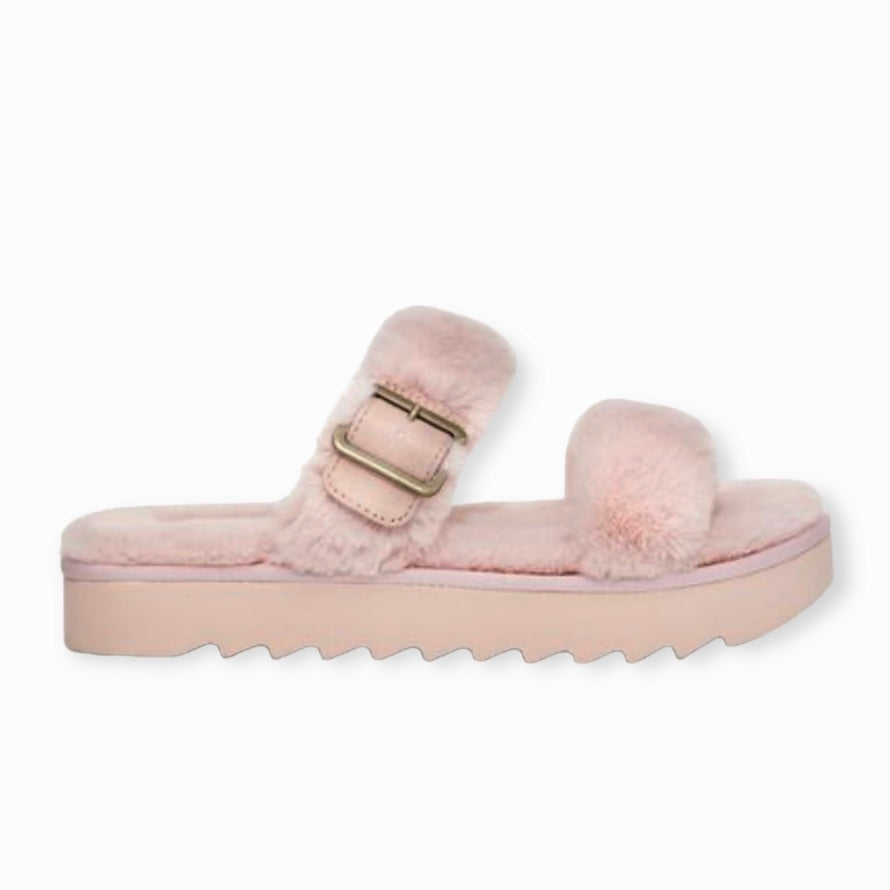 FURR-AH Slipper Pale Blush Faux-Fur Size 5 Women's Sandals
