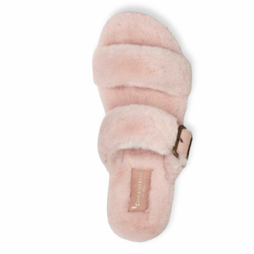 FURR-AH Slipper Pale Blush Faux-Fur Size 5 Women's Sandals