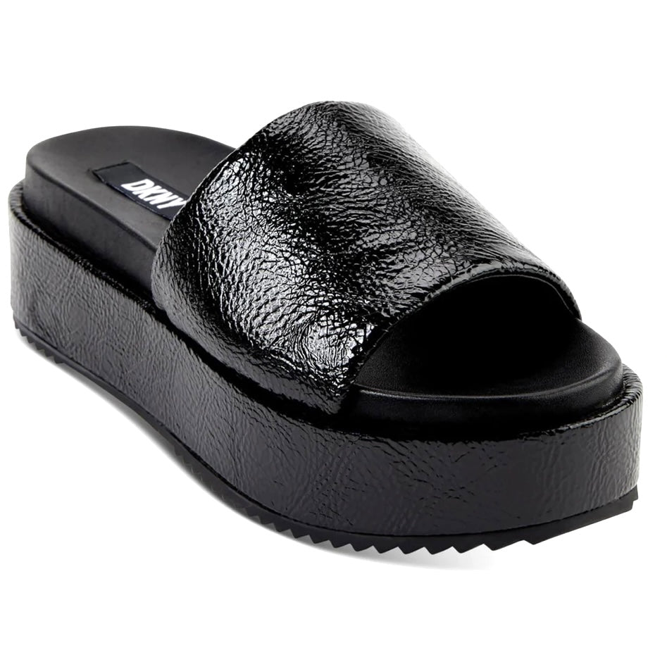 CI Platform Slip On Round Toe Patent Black Women's Sandals