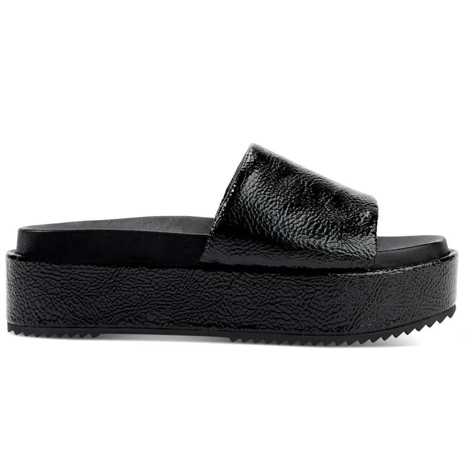 CI Platform Slip On Round Toe Patent Black Women's Sandals