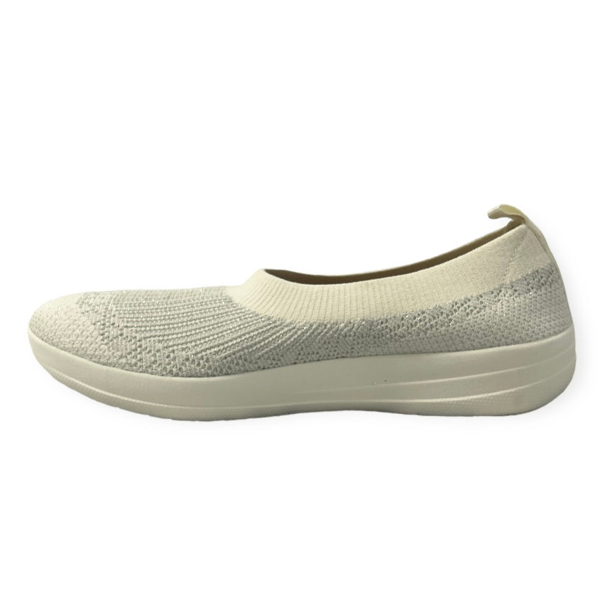 UBERKNIT Women's Slip On Ballerinas Flats Cream/Silver