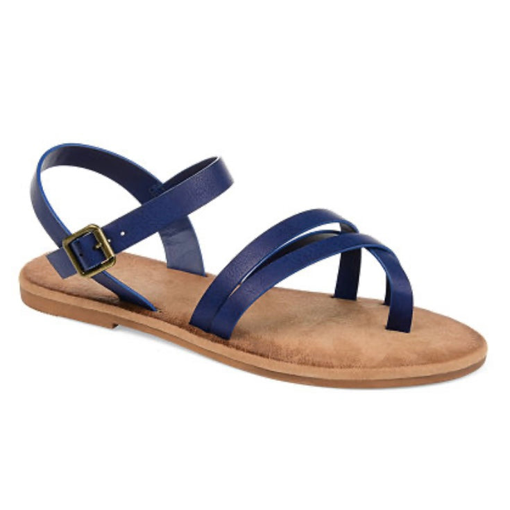 VASEK Women's Flats Thong Sandals Blue Faux Leather 6.5 M