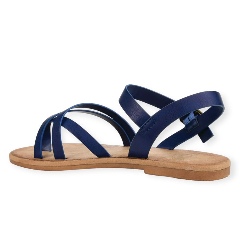 VASEK Women's Flats Thong Sandals Blue Faux Leather 6.5 M