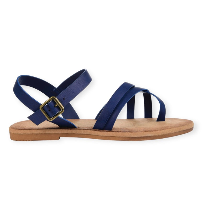 VASEK Women's Flats Thong Sandals Blue Faux Leather 6.5 M