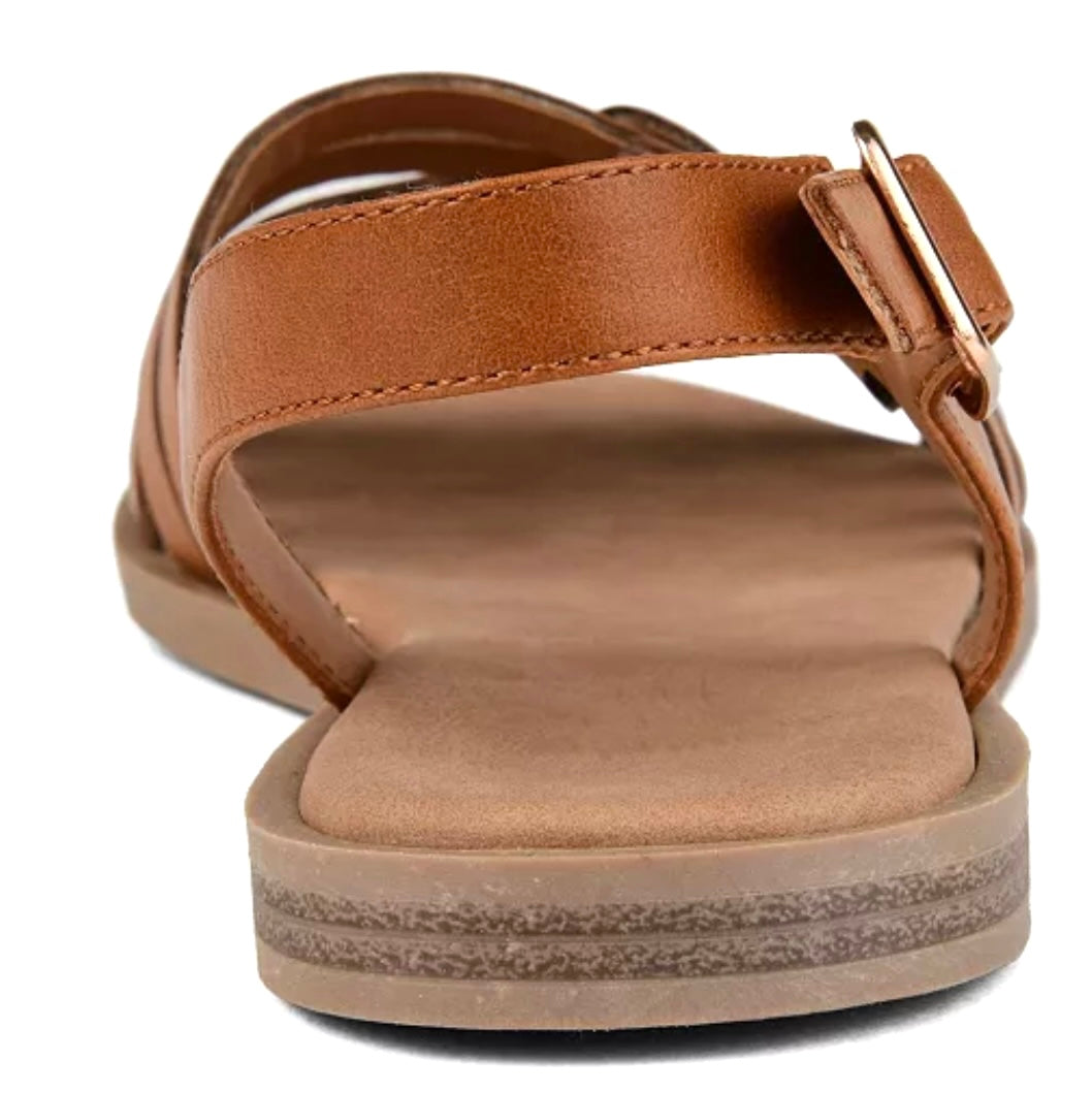 SOLAY Women's Flats Sandals Tan Faux Leather Size 8