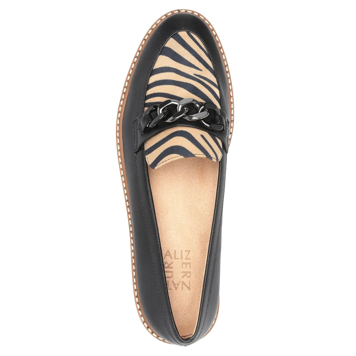 EMMAL Black/Leopard Slip On Lug Sole Size 6 Women's Loafers