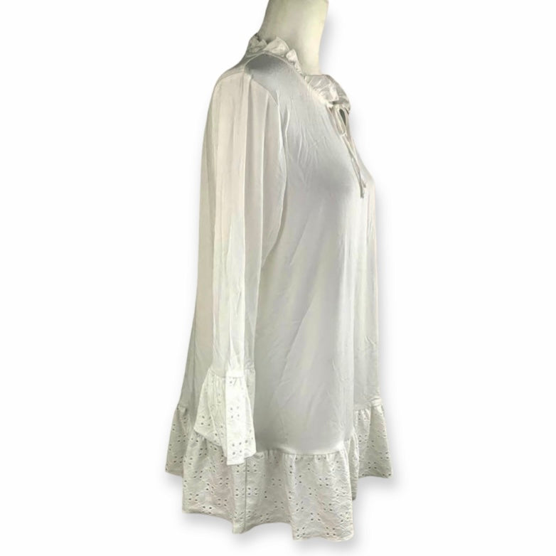 Women's Top Ruffled Eyelet 3/4 Sleeve Top Blouses