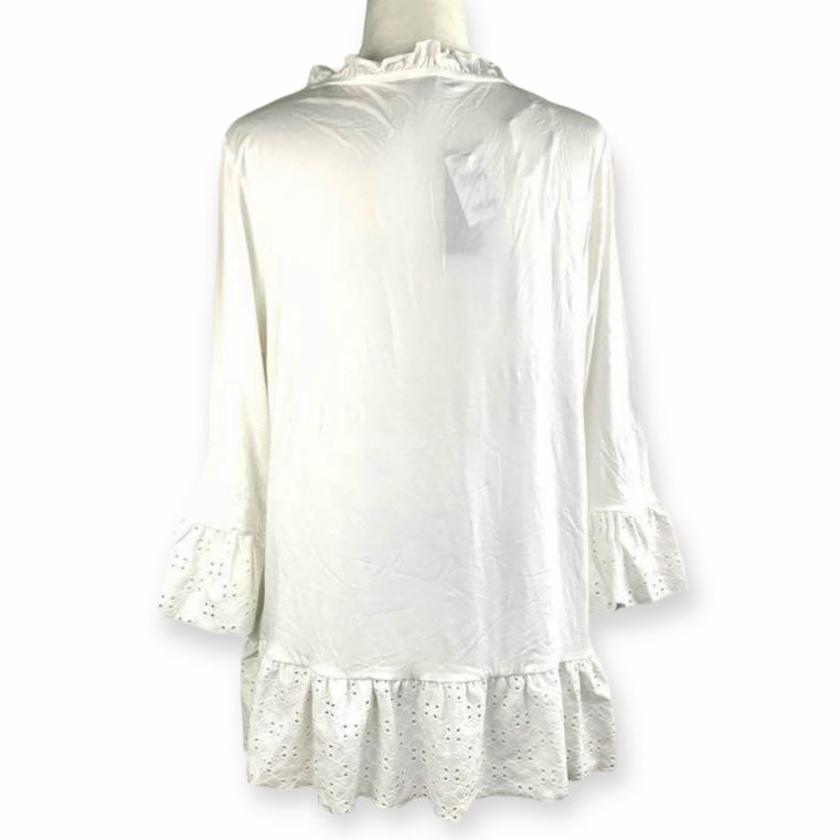 Women's Top Ruffled Eyelet 3/4 Sleeve Top Blouses