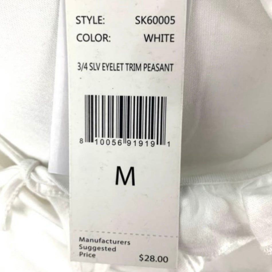 Women's Top Ruffled Eyelet 3/4 Sleeve Top Blouses