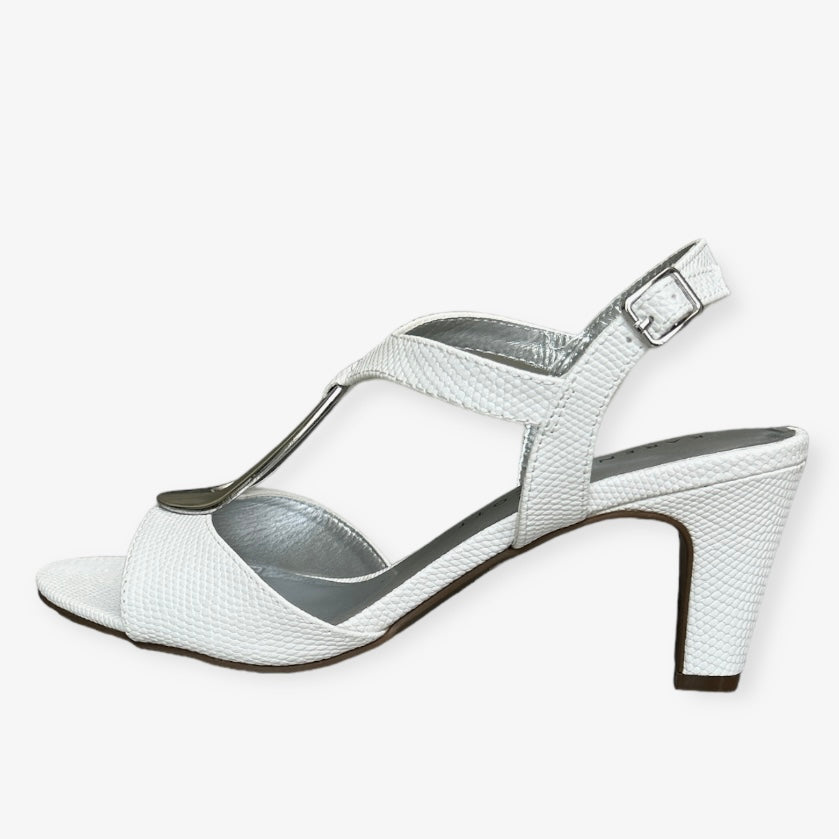 Women's DANEE Embossed Patent Dress Sandals White