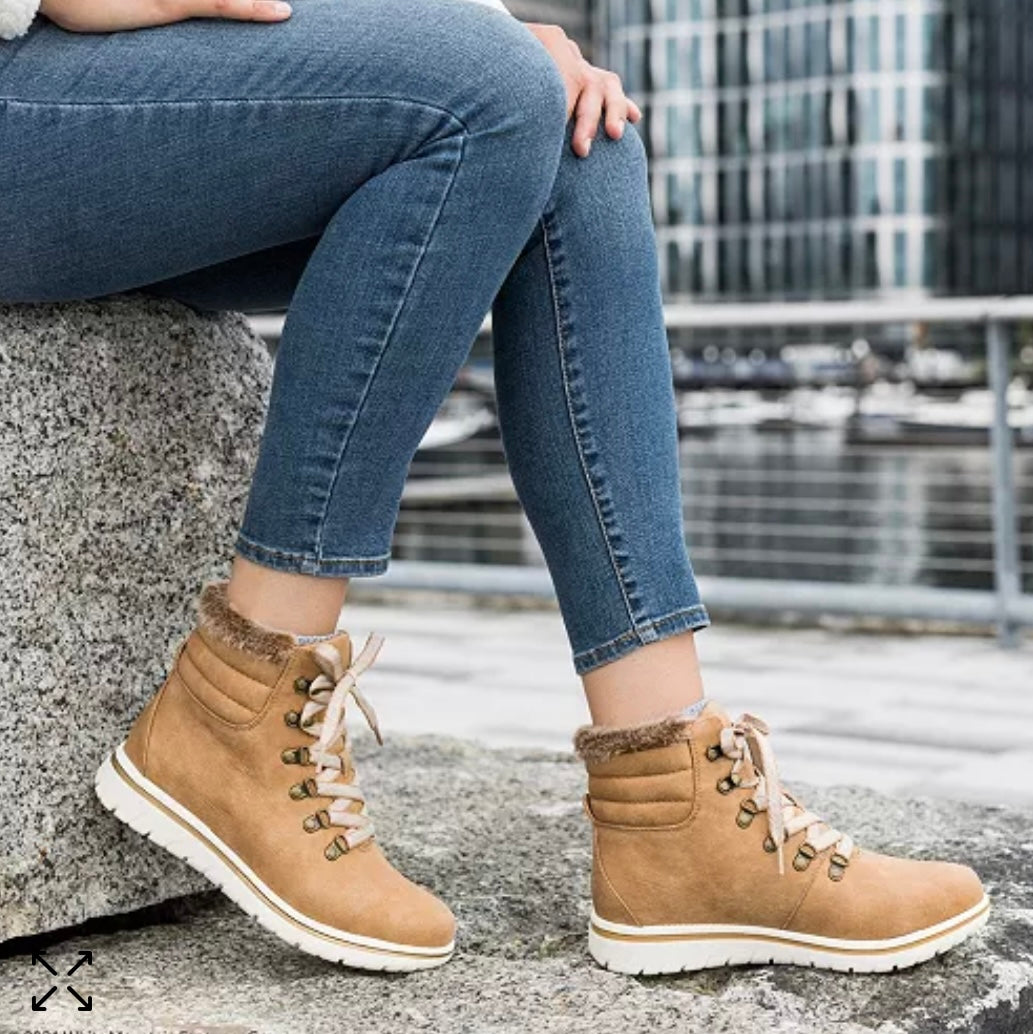 HALLETT Wheat Lace-Up Booties Women's Ankle Boots