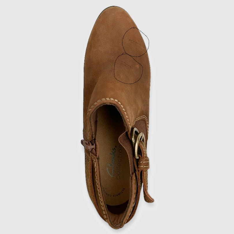 ADREENA FIELD Booties Tan Leather Women's Shoes