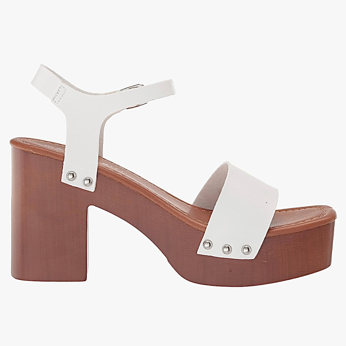 DANII Women's Wooden Platform Block Heel Sandals