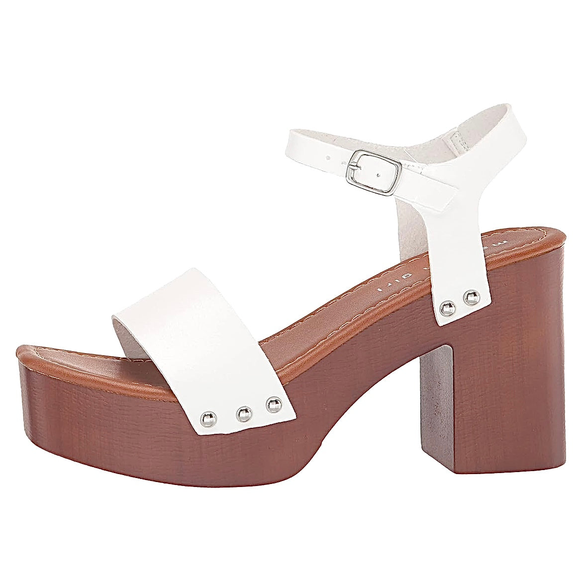 DANII Women's Wooden Platform Block Heel Sandals