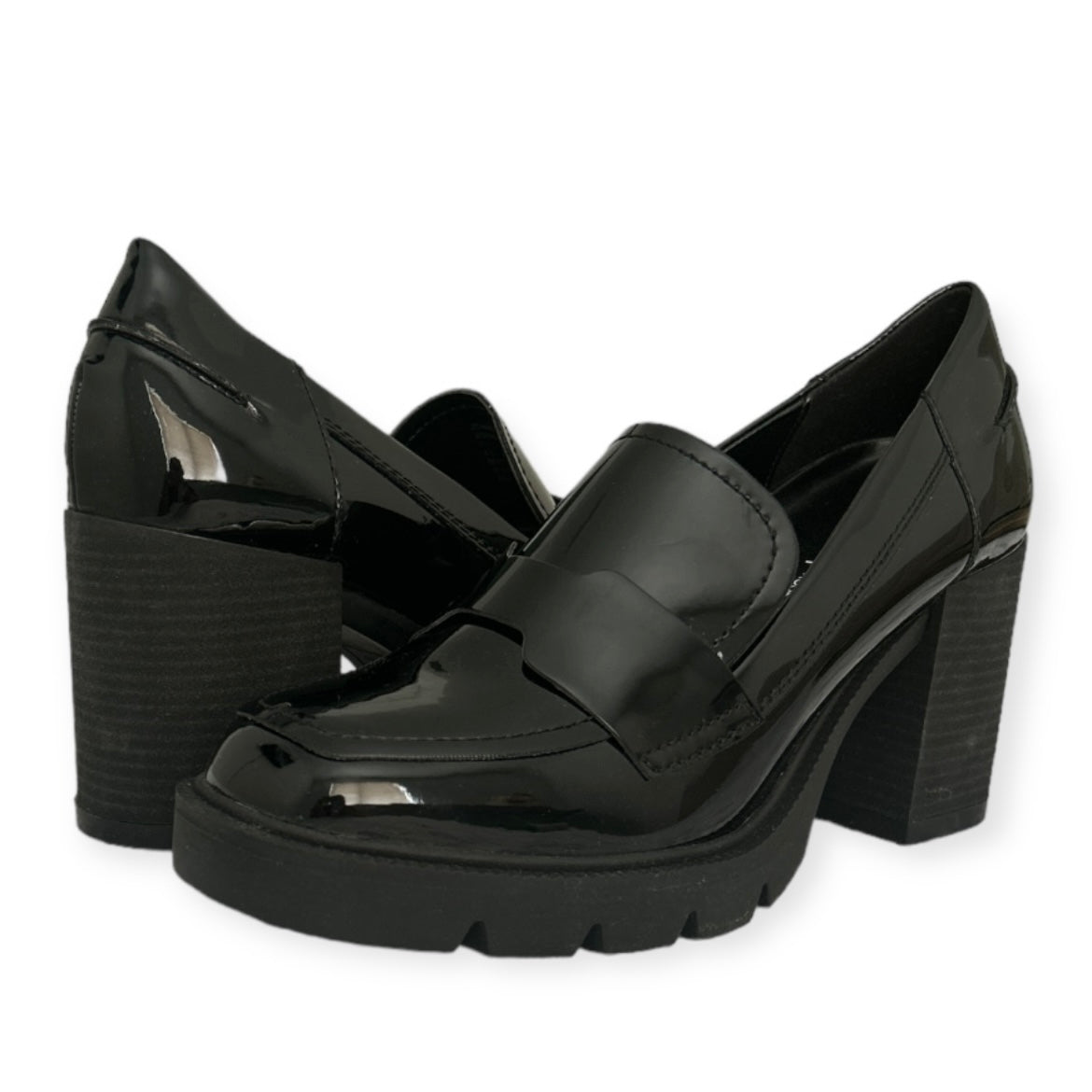 JONNIE Waterproof Block Heel Loafers Black Women's Shoes