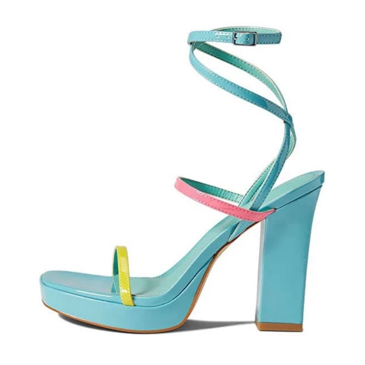 ACRES Women's Strappy Ankle Wrap Platform Heel Sandals
