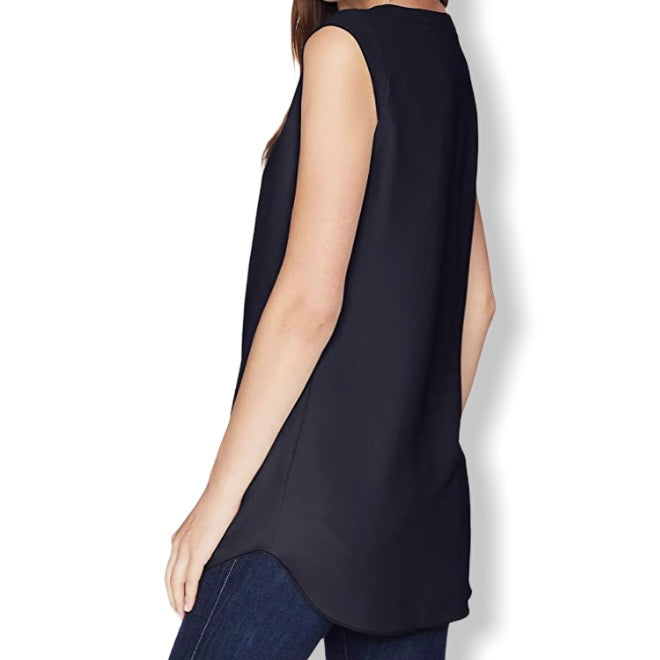 Sleeveless Scoop Neck Stretch Top Women's Blouses