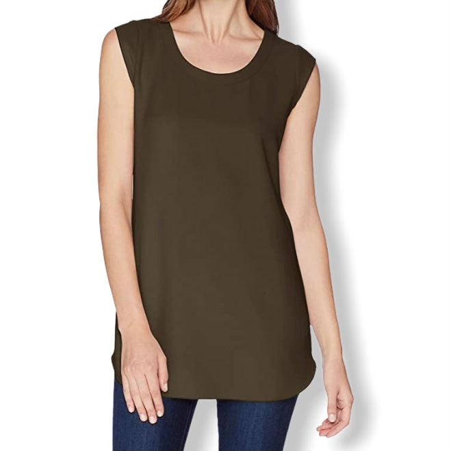 Sleeveless Scoop Neck Stretch Top Women's Blouses