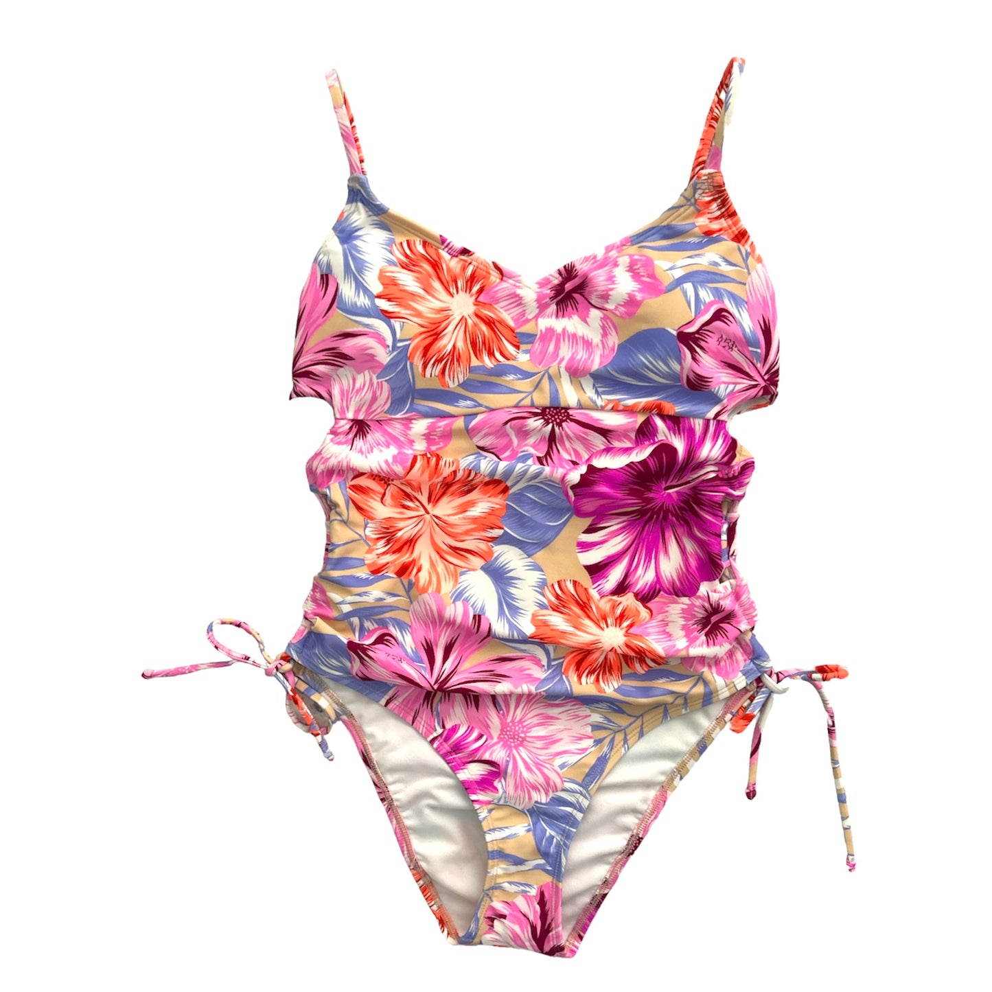 Floral Print Multicolor V-Neck One Piece Size M Swimsuit Women's Swimwear