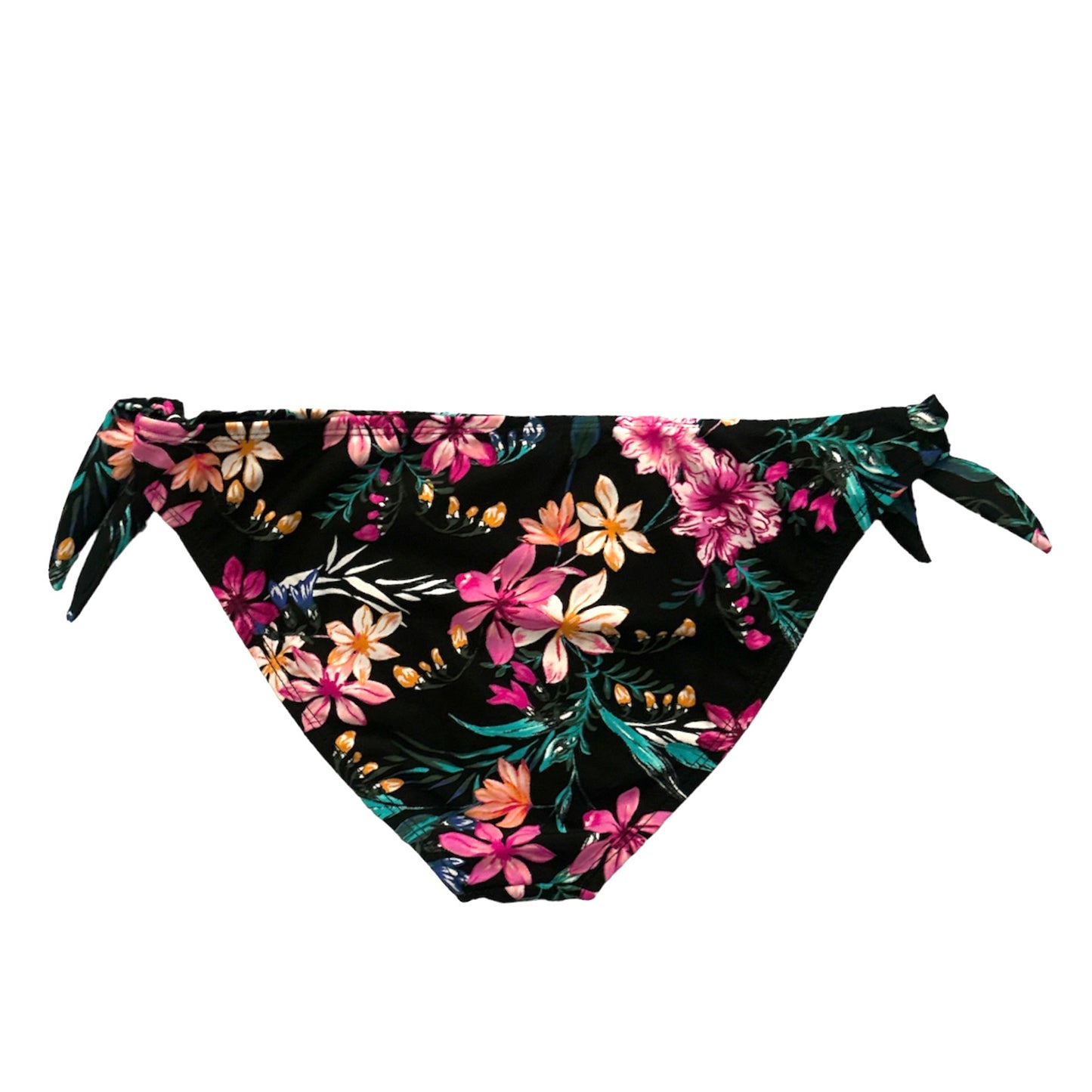 Black Wildflower Print Side Tie Hipster Bikini Bottom XL Juniors Women's Swimwear