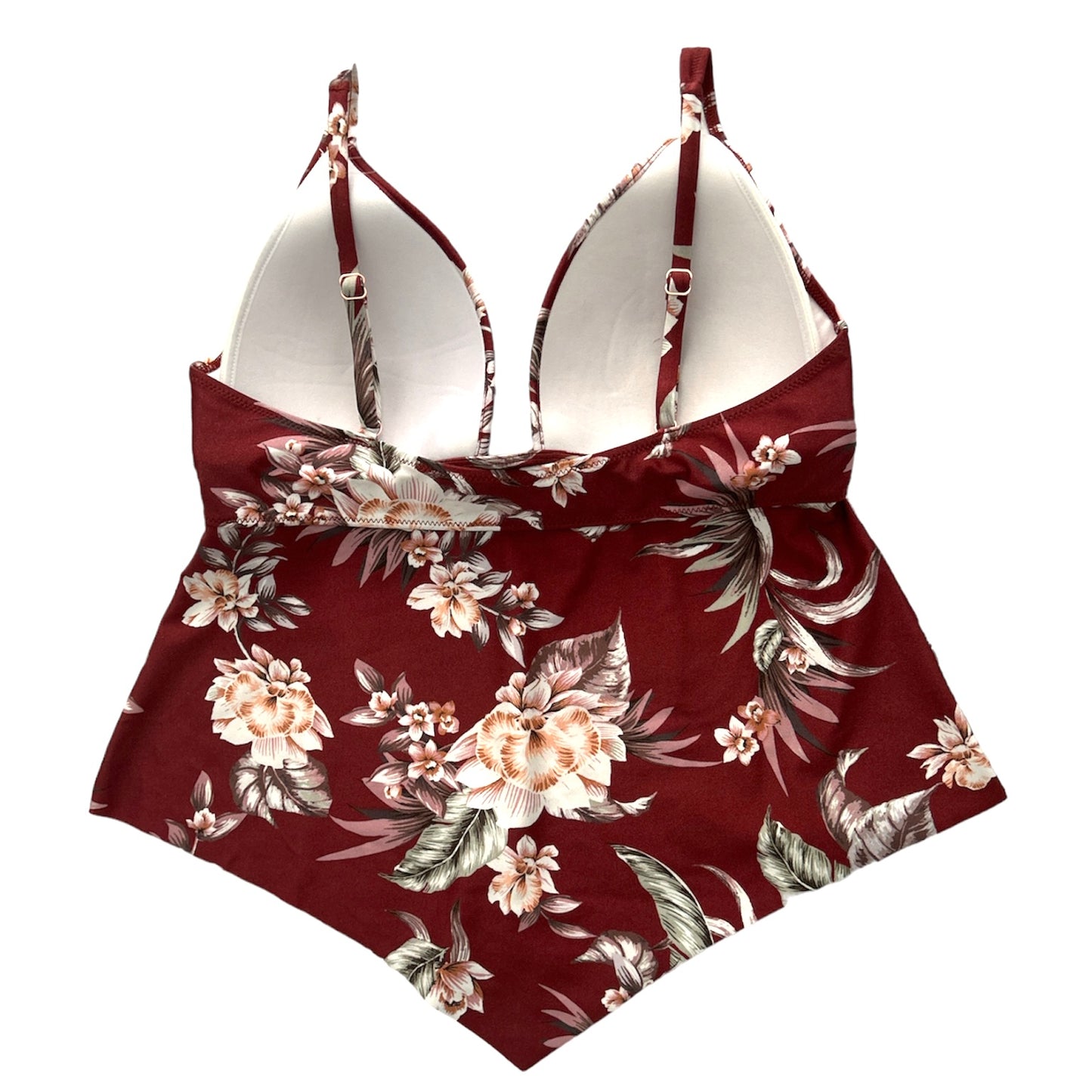 LUAU PALM Printed Handkerchief-Hem Tankini Swim Top Women's Swimwear