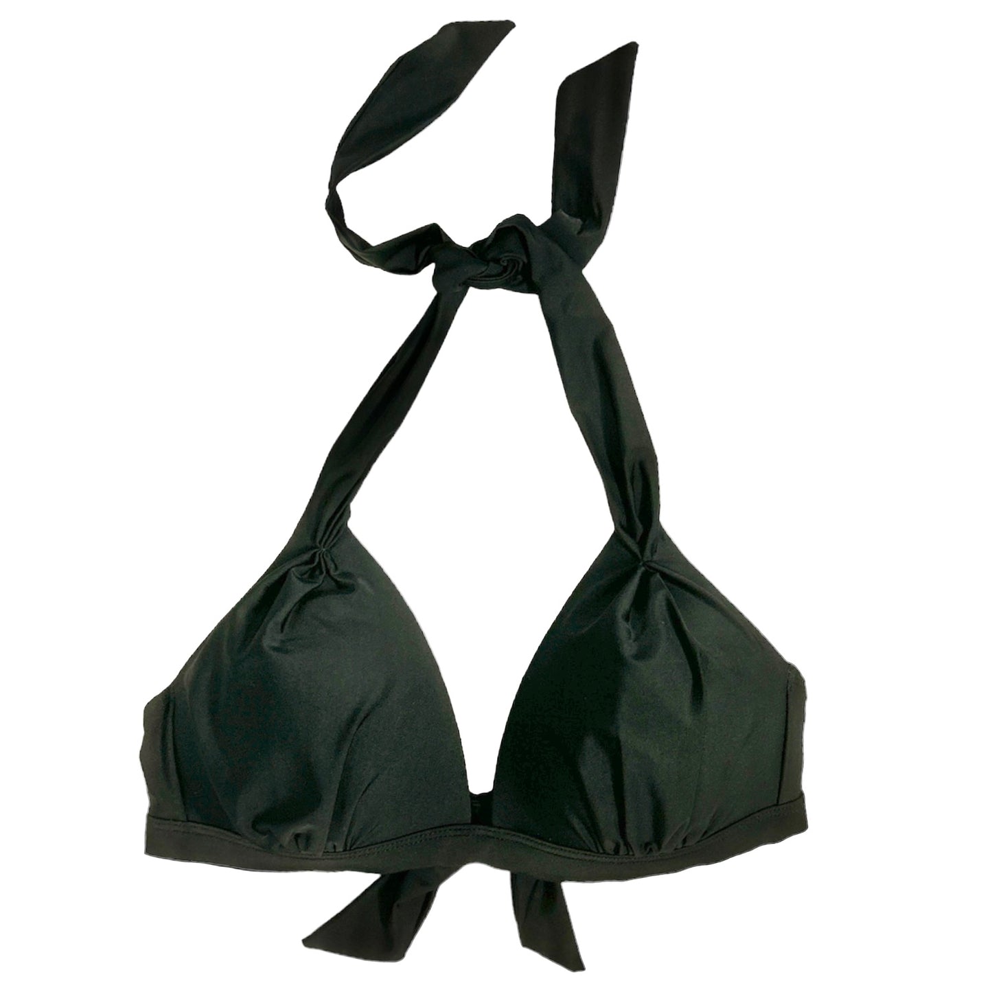 Halter Neck Black Solid Bikini Top Size L Women's Swimwear