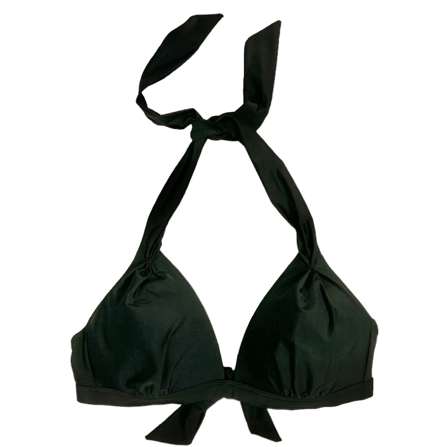 Halter Neck Black Solid Bikini Top Size L Women's Swimwear