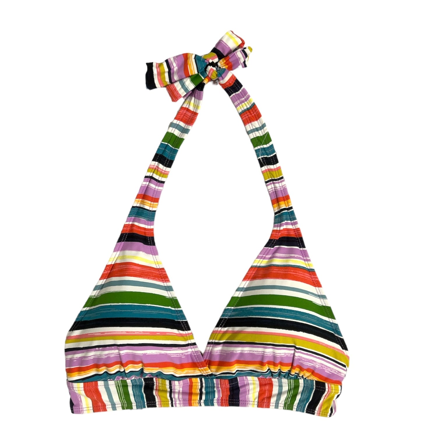Banded Halter Painted Sky Multicolor Stripe Bikini Top Size D Women's Swimwear