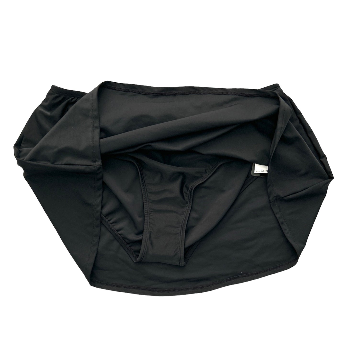Plus Size Solid Skirted Swim Bottoms Black Women's Swimwear