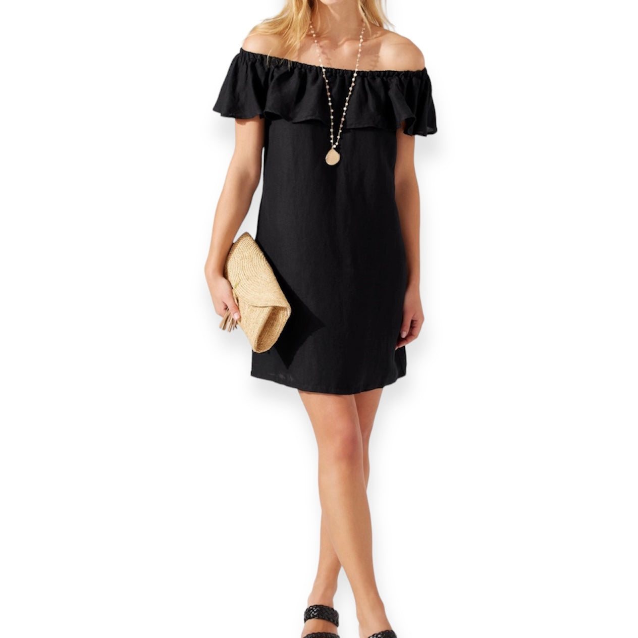 Ruffled Off-The-Shoulder Mini Dress Women's Cover Up