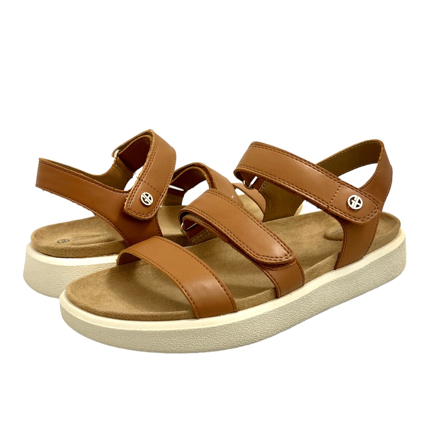 FELICITTY Cognac Flats Size 8.5 Open Toe Women's Sandals