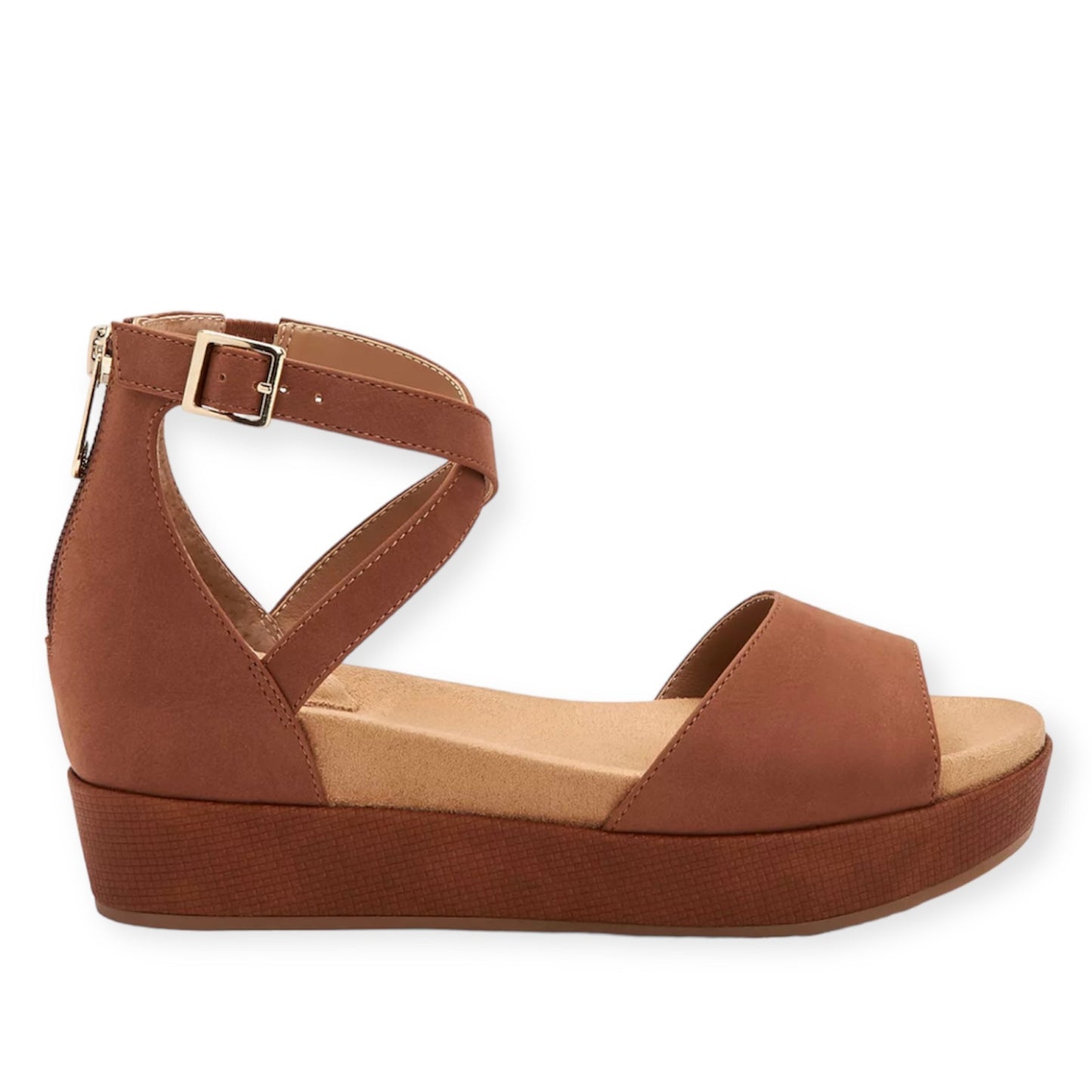 ELLENAAP Wedge Heel Cognac Size 7 Women's Sandals
