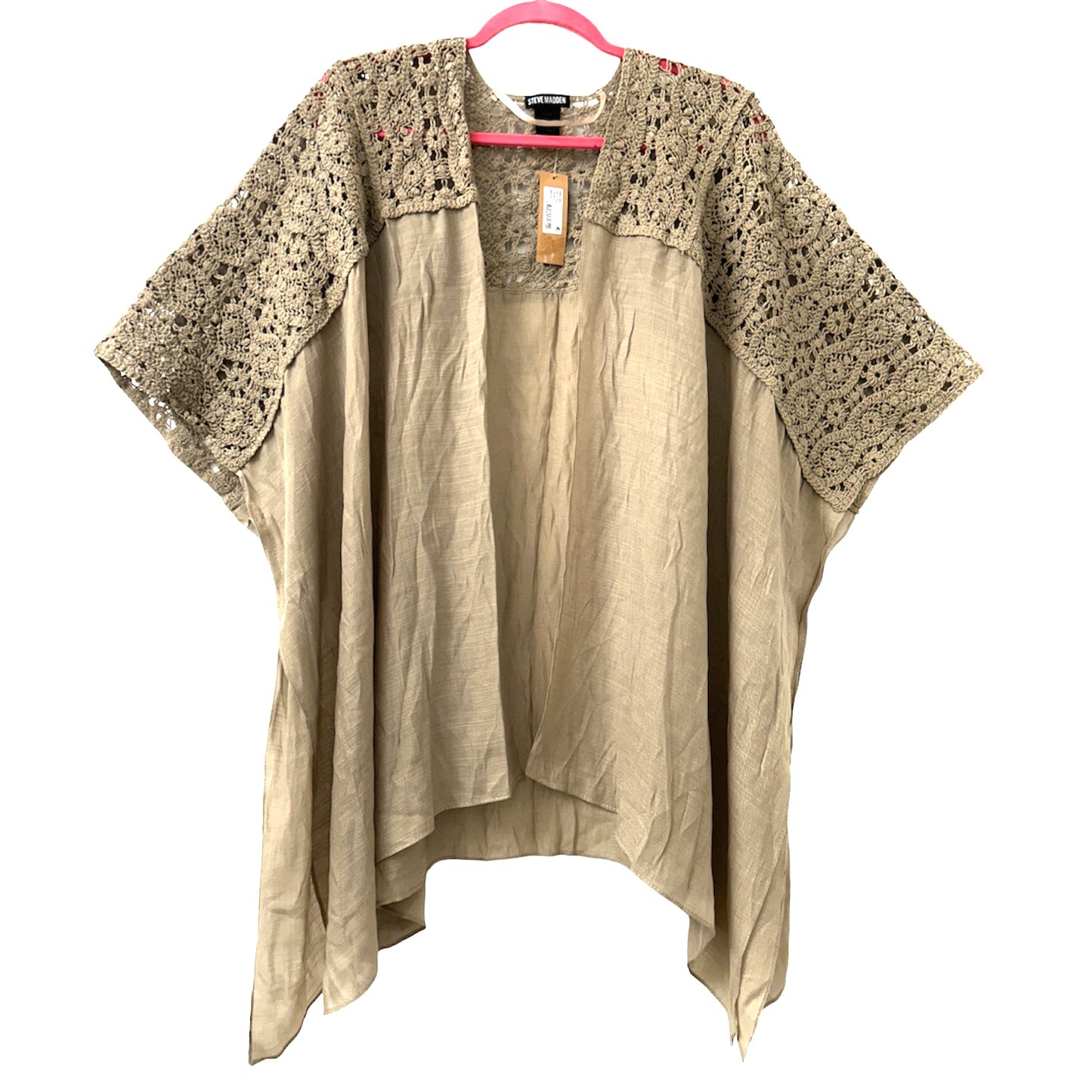 Crochet-Trim Kimono One Size Swim Women's Cover Up