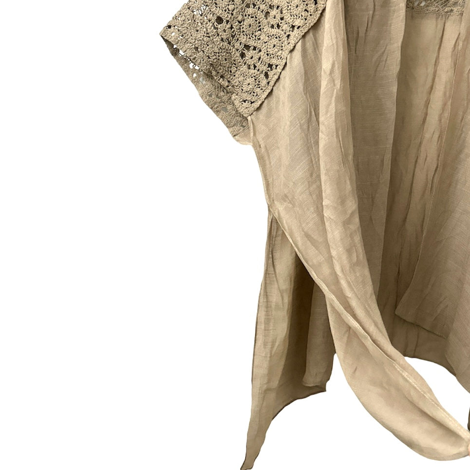 Crochet-Trim Kimono One Size Swim Women's Cover Up
