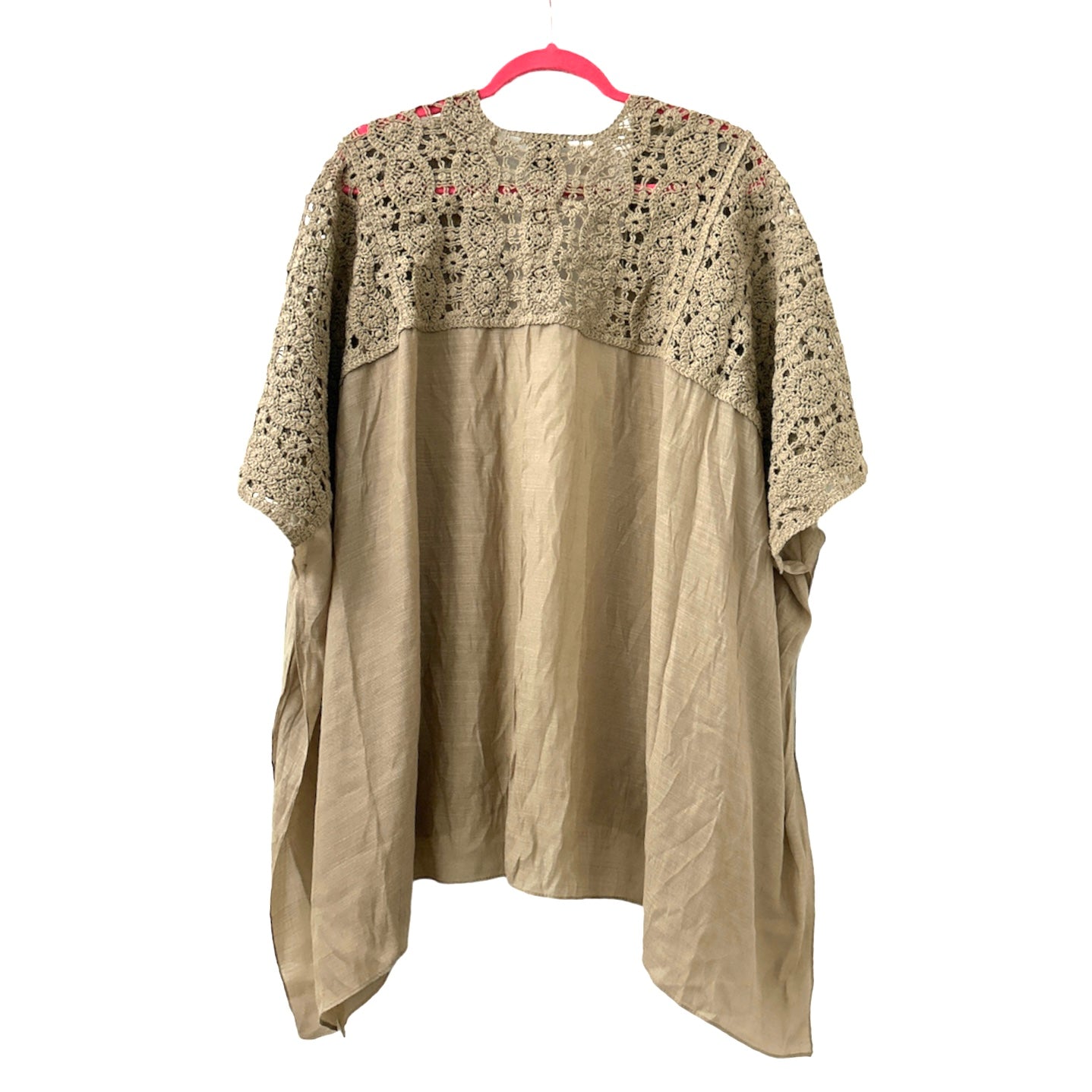 Crochet-Trim Kimono One Size Swim Women's Cover Up