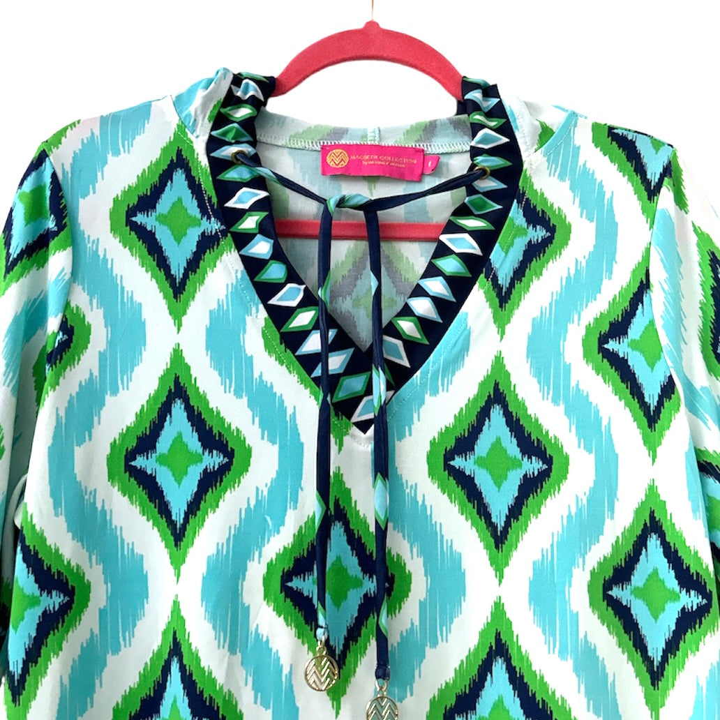 Swim Hooded Green/Blue Print Tunic/Dress Women's Cover Up