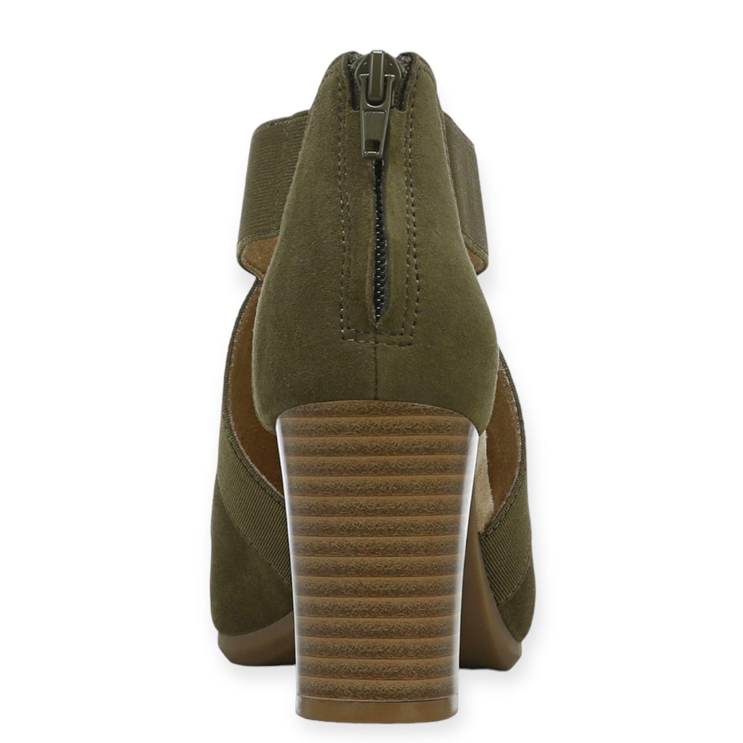 AVERIEL Shooties Olive Suede Block Heels Memory Foam Women's Sandals