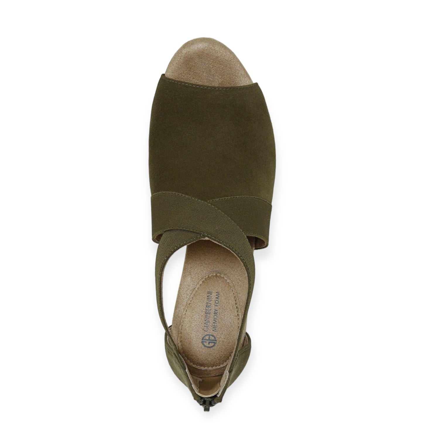 AVERIEL Shooties Olive Suede Block Heels Memory Foam Women's Sandals