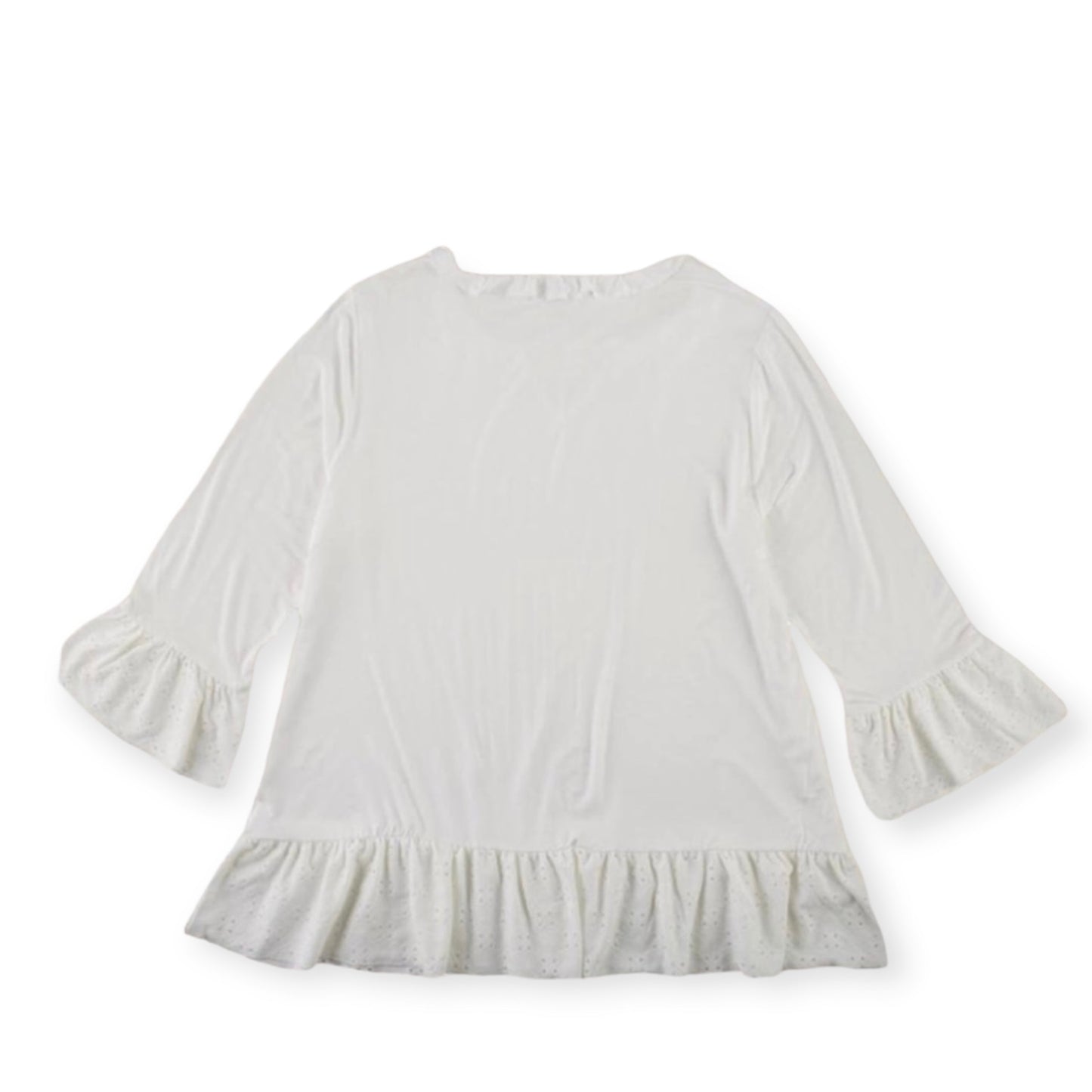 Women's Top Ruffled Eyelet 3/4 Sleeve Top Blouses