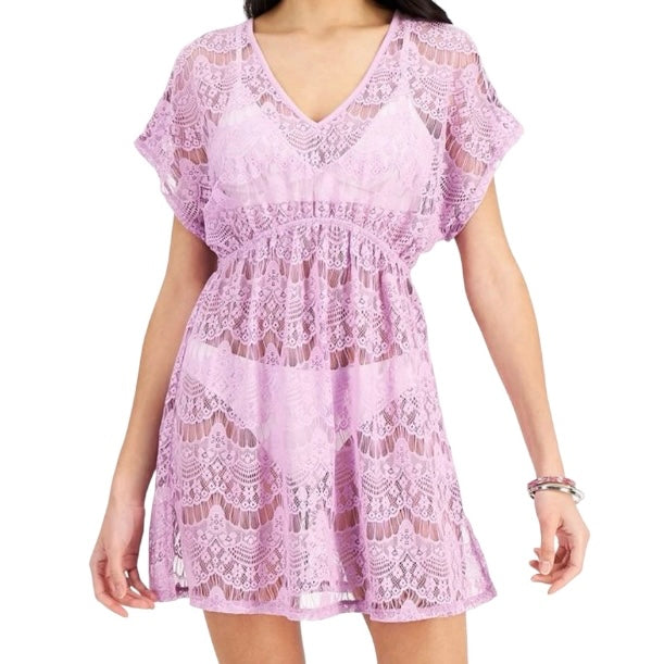 Women's Lace Cold-Shoulder Swim Cover-Up