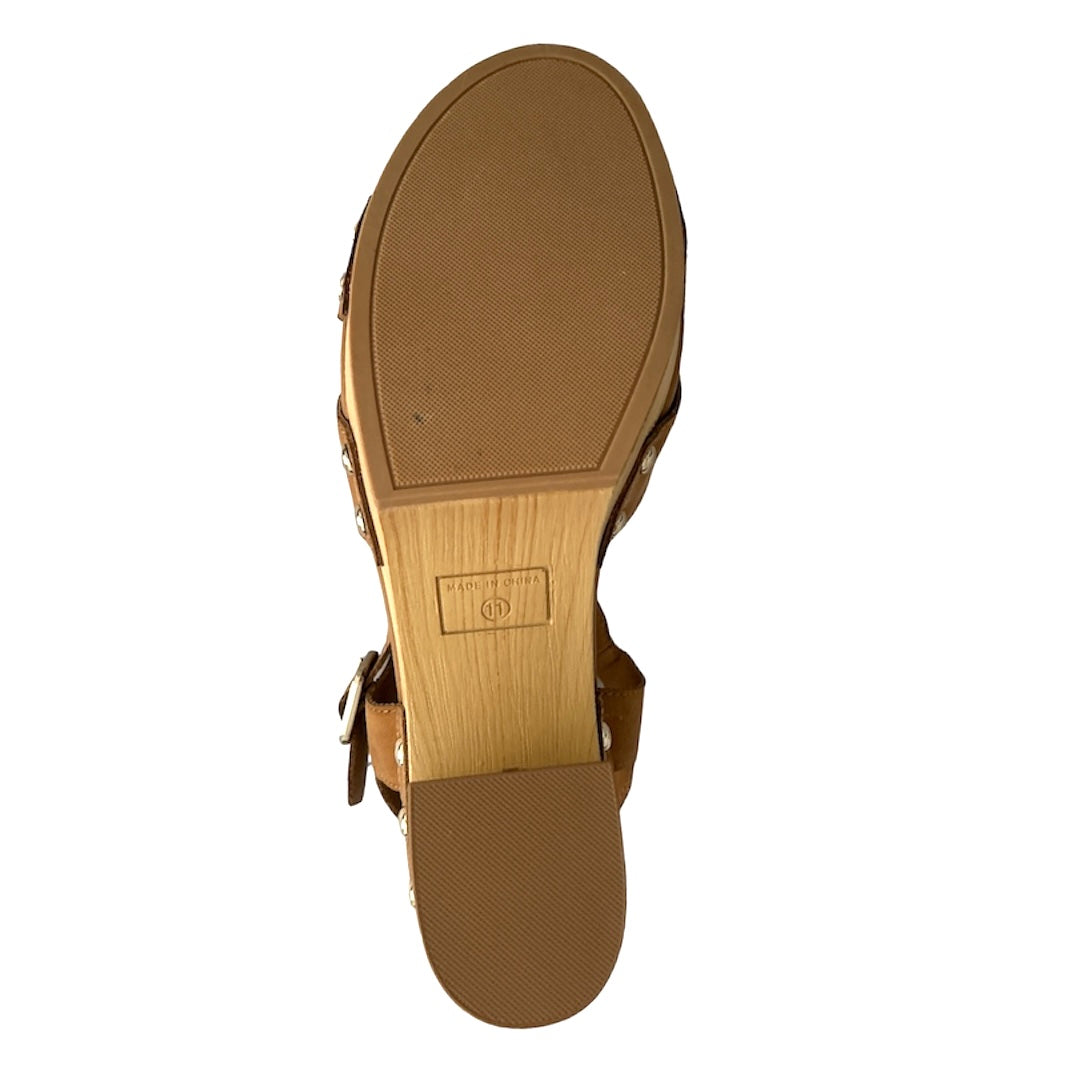 DELESTE Women's Wooden Platform Block Heel Sandals