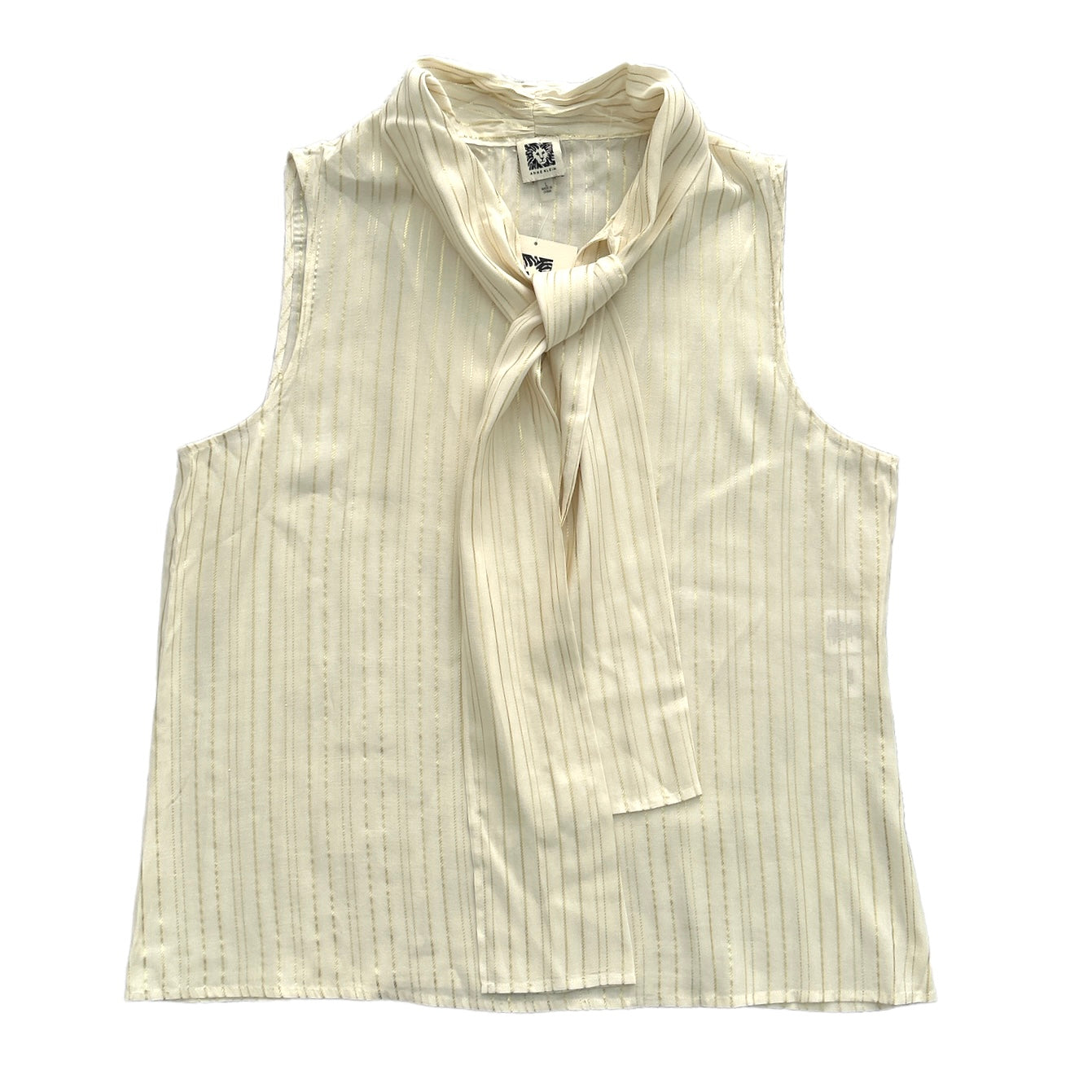 Women's Tie Neck Sleeveless Blouse Stripe loose Tops