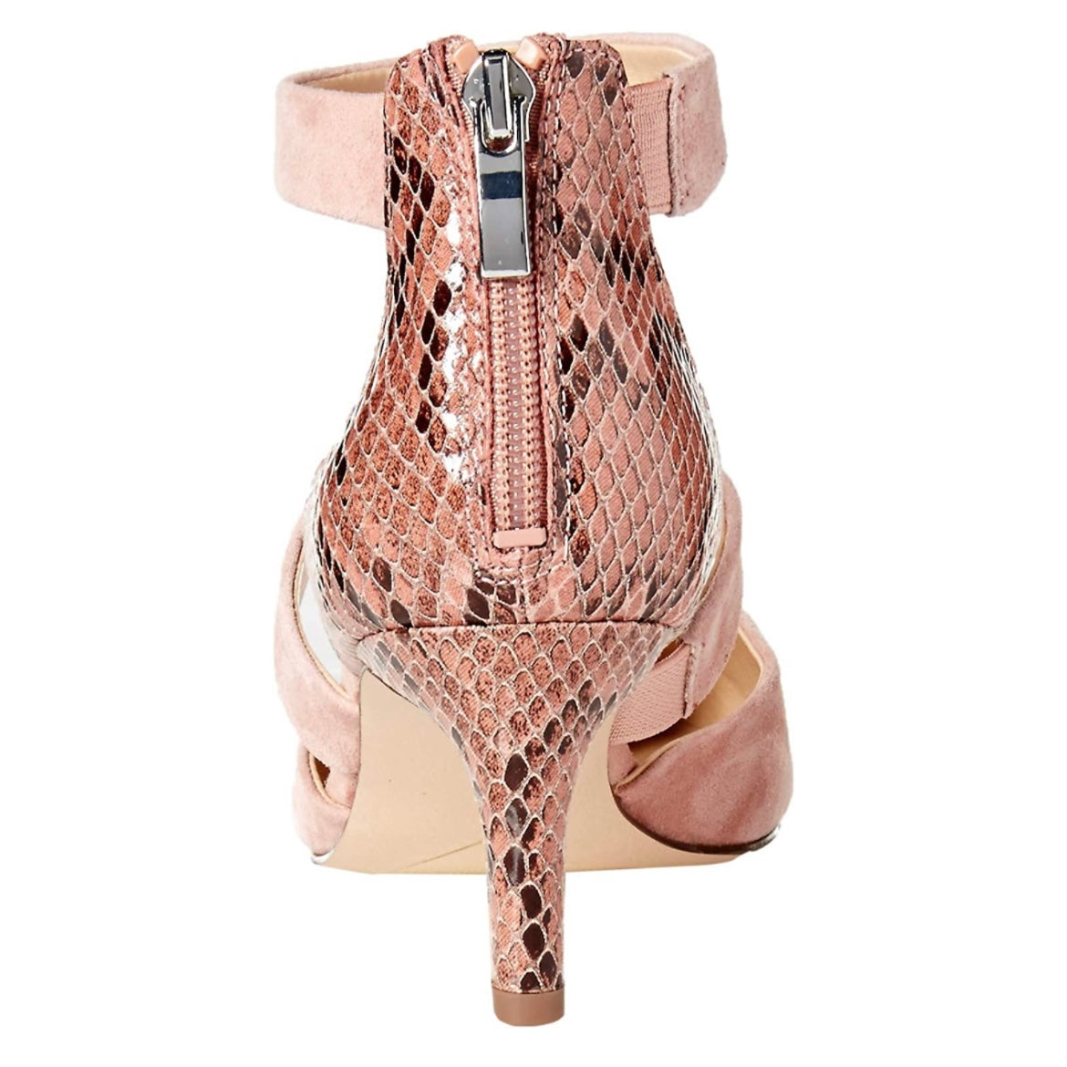 L-DAVEY Mauve Pointed Toe Ankle Strap Kitten Heel Women's Pumps