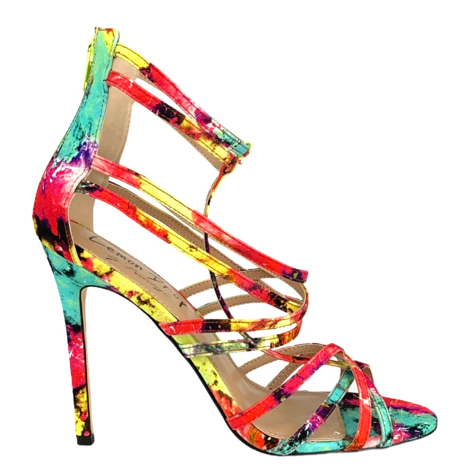 Tie-Dye Zipper up Strappy High Heels Size 10 Women's Sandals