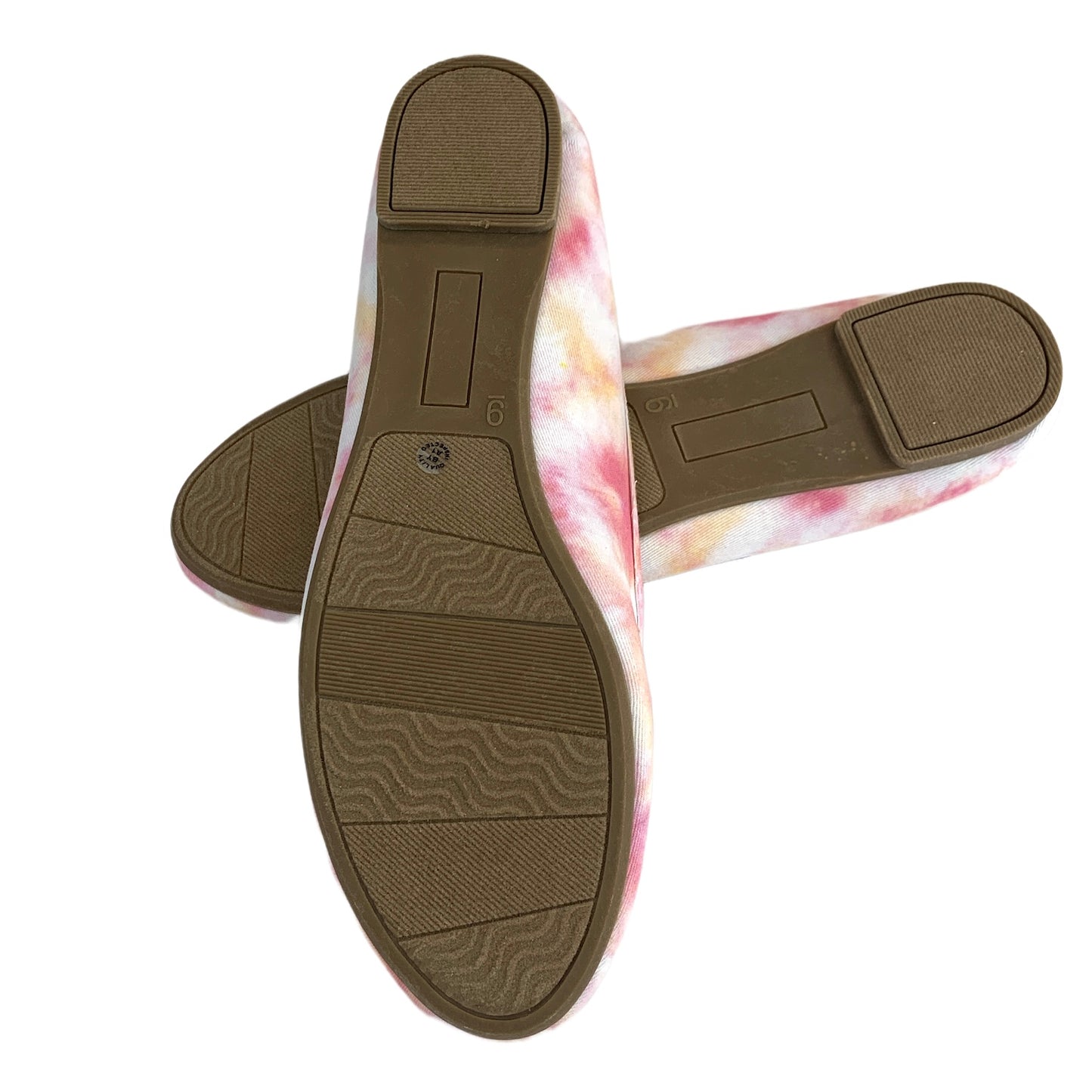 Pink/Yellow Tie dye Round Toe Slip On Size 9 Women's Ballet Flats