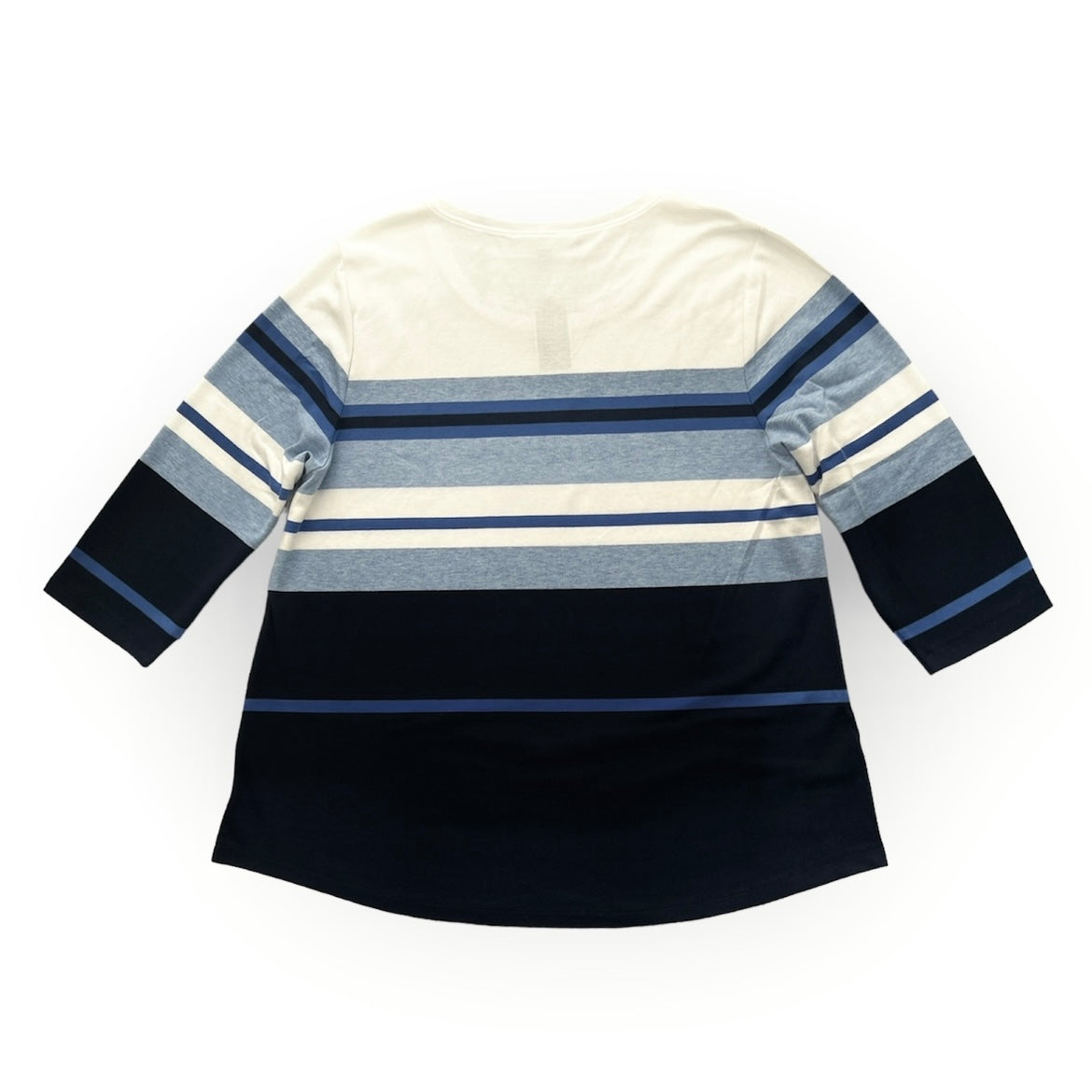 Blue/White Striped ¾ Sleeve Plus Size 2X Women's Casual Top